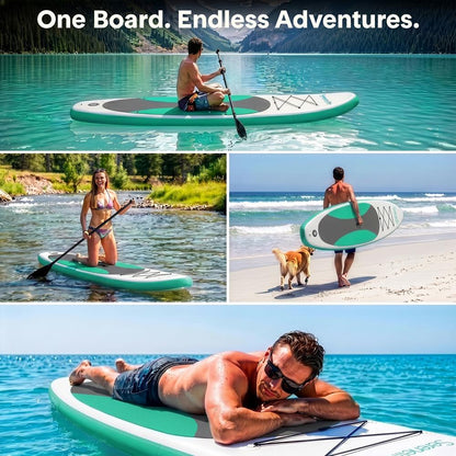 Tabla de paddle surf inflable soldada Free-Flow con bomba manual de doble acción, remo de aluminio de 3 piezas, correa, quilla, kit de reparación y mochila (negro)