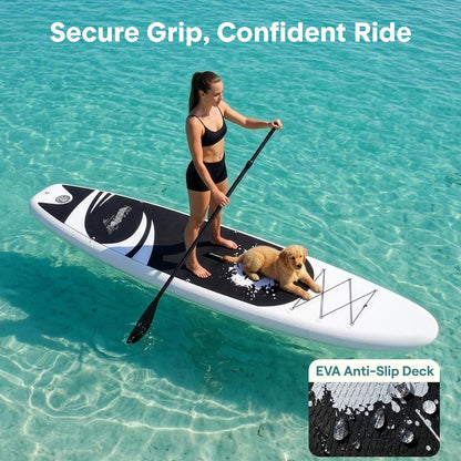 Inflatable Paddle Board Stable Design Non-Slip EVA Deck Pad Black