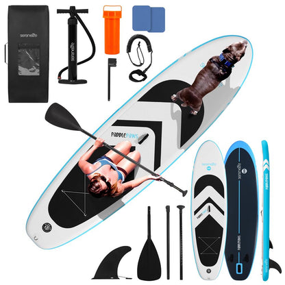 116 Tabla de Paddle Surf Hinchable - Estable, apta para mascotas, cubierta de EVA antideslizante, capacidad 220 kg