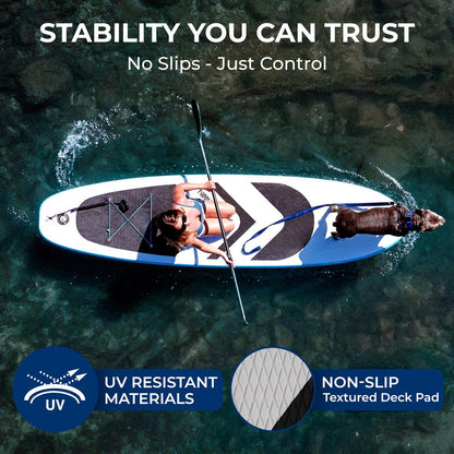 116 Tabla de Paddle Surf Hinchable - Estable, apta para mascotas, cubierta de EVA antideslizante, capacidad 220 kg