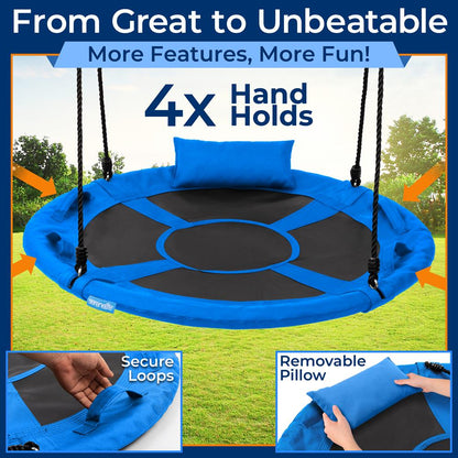 Saucer Swing 40 for Kids Waterproof Padded Frame Blue