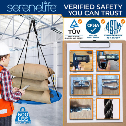 Saucer Swing 40 for Kids Waterproof Padded Frame Blue