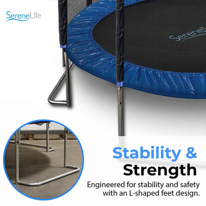 10FT Outdoor Trampoline Safe Jumping Reinforced Mat Blue