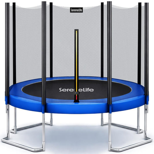 12FT Outdoor Trampoline - Safe Jumping Reinforced Mat Blue