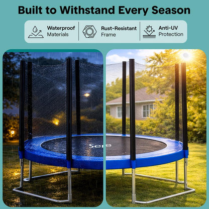 12FT Outdoor Trampoline - Safe Jumping Reinforced Mat Blue